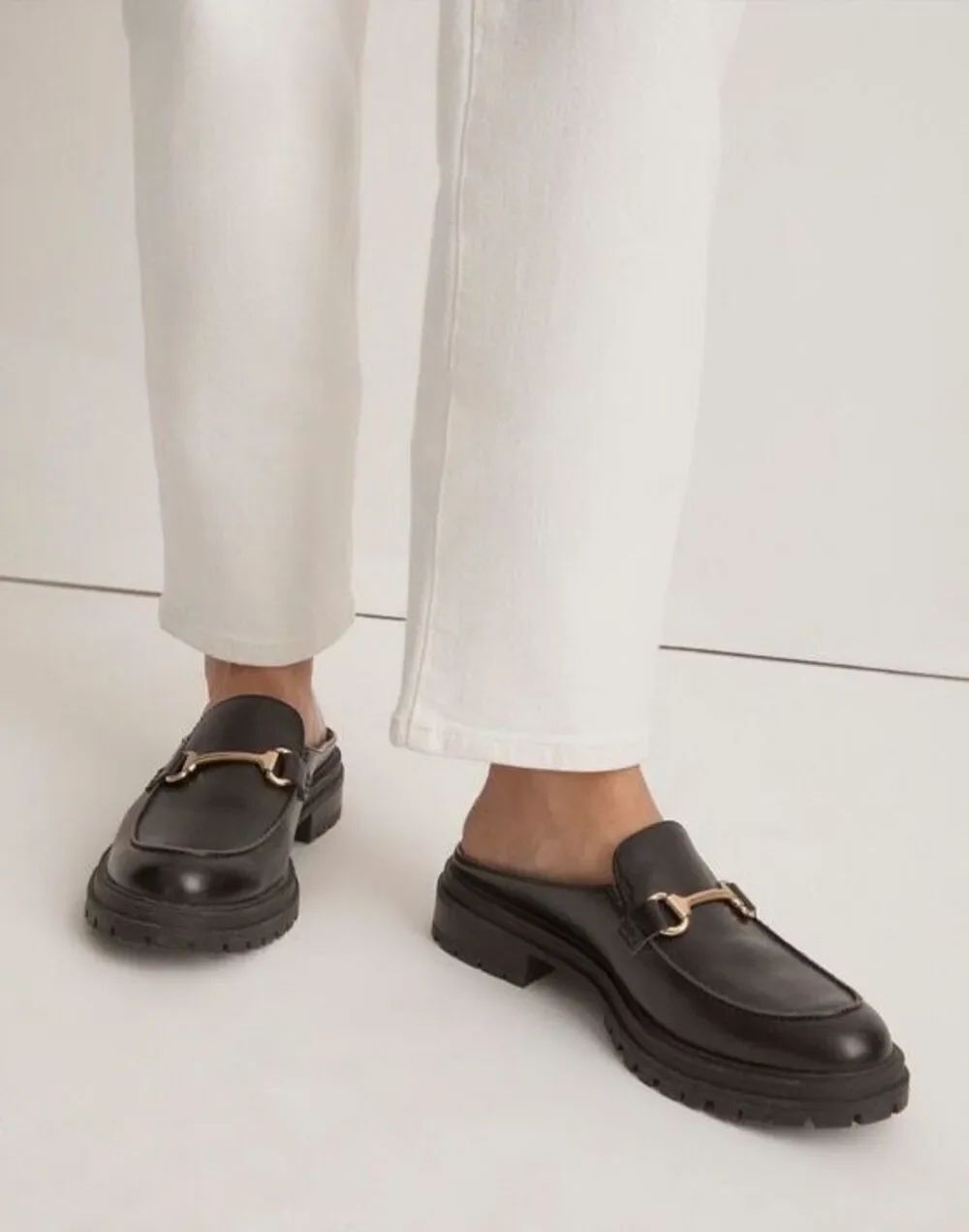 Madewell Bradley Loafer Mule Black Leather Size 8 Slip On $158.00 academia